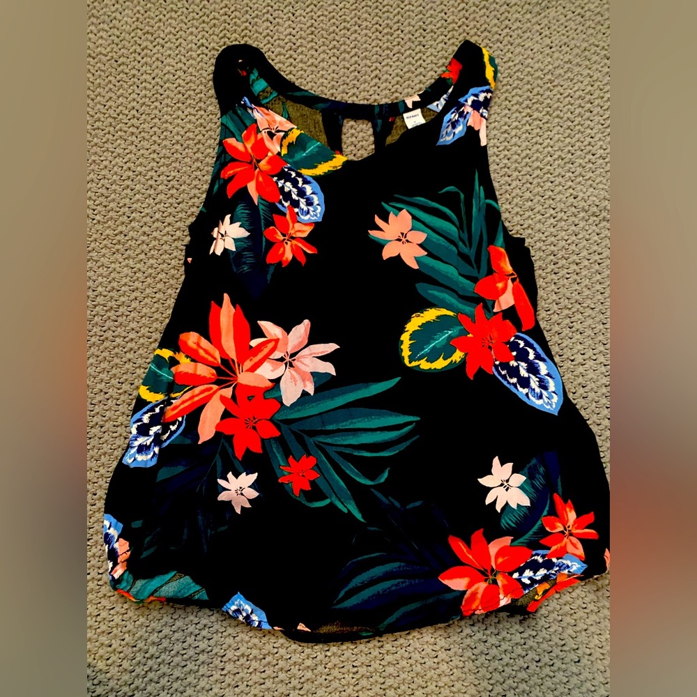 Black and floral tank top